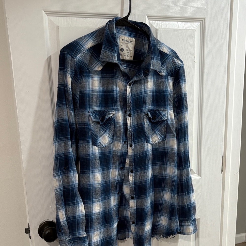 YoungLA Blue and White Plaid Shirt